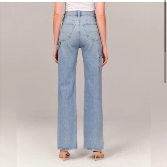 Abercrombie & Fitch Curve Love The 90s Relaxed Jeans High Rise Carpenter Size 25 - Picture 2 of 11